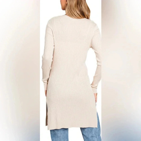 Becool Long Ribbed Cardigan Sweater Sz M - Picture 3 of 8